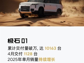 上市22个月后：极石01累计交付量正式突破10000台 ！