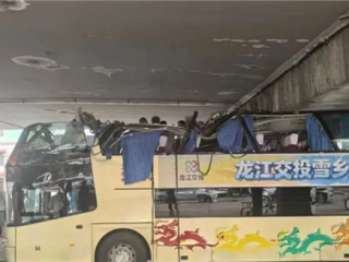 突发！哈尔滨双层巴士被高架桥削顶 官方通报：司机疏忽所致 ！
