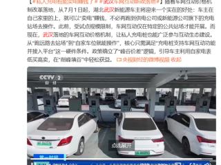 今日起 武汉电动车车主可在私人充电桩上“卖电”：一度电可赚5毛钱 ！