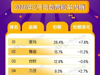 电动两轮车市场洗牌 爱玛2月反超雅迪成第一 ！